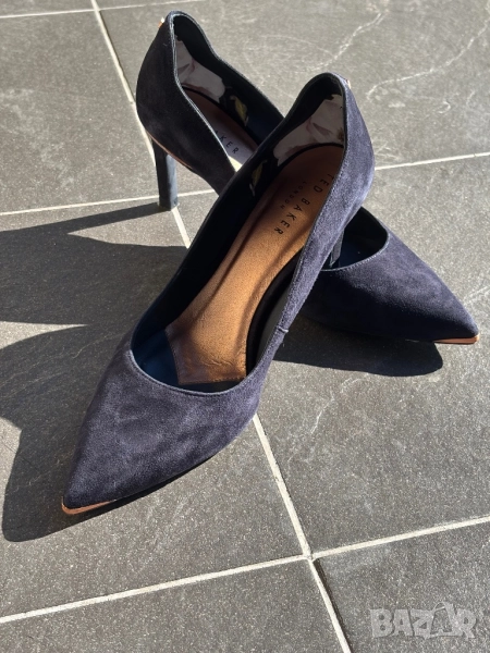 Ted Baker обувки на ток велур, тъмно сини, размер 36.5, снимка 1