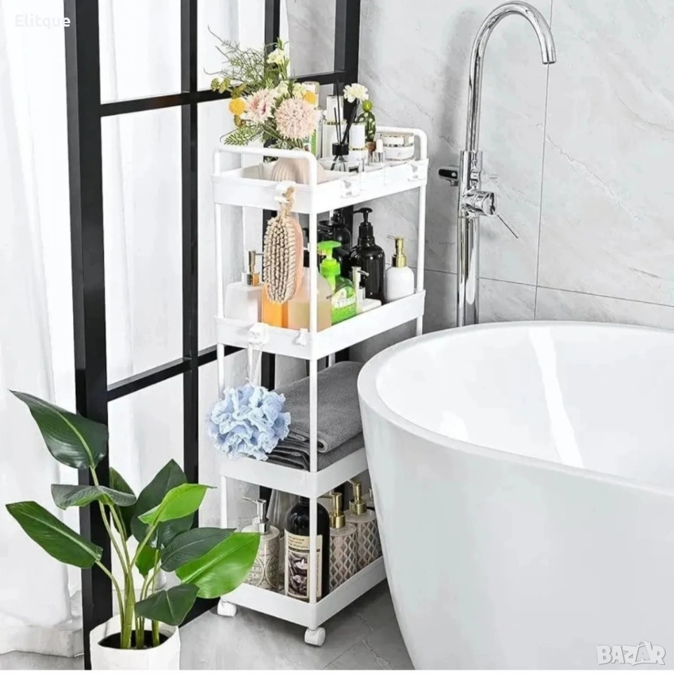 Компактна дизайнерска количка-етажерка за организиране на баня и кухня, снимка 1