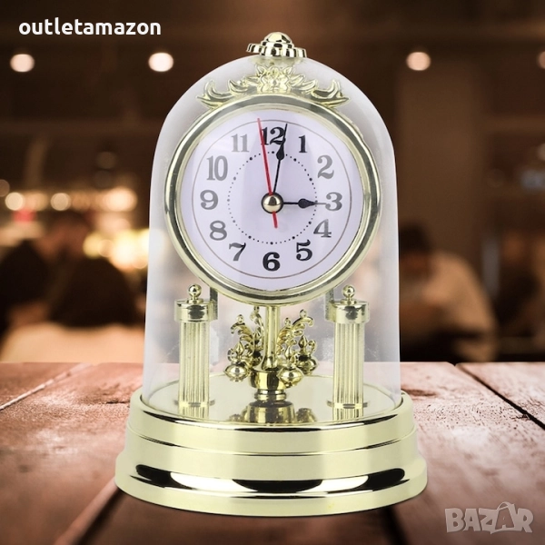 Ретро декоративен часовник за всекидневна, златен, 11х17 см,, снимка 1