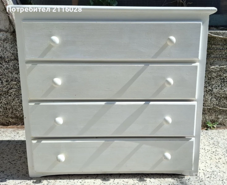 Бял винтидж скрин/шкаф (масив, иглолистно дърво) , снимка 1