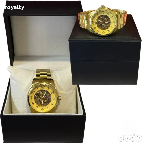 Луксозен златен автоматичен мъжки часовник LEIYI, снимка 1
