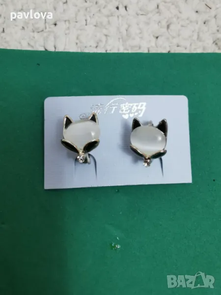 Обеци коте с перлен отетък, снимка 1