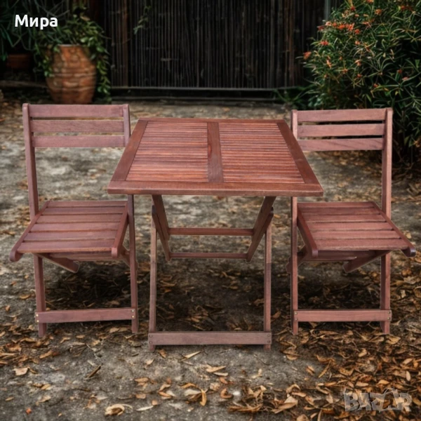 Градински комплект Kreta Muhler Meranti - 3 части, дърво, снимка 1