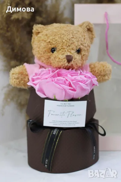 Мече с рози букет, снимка 1