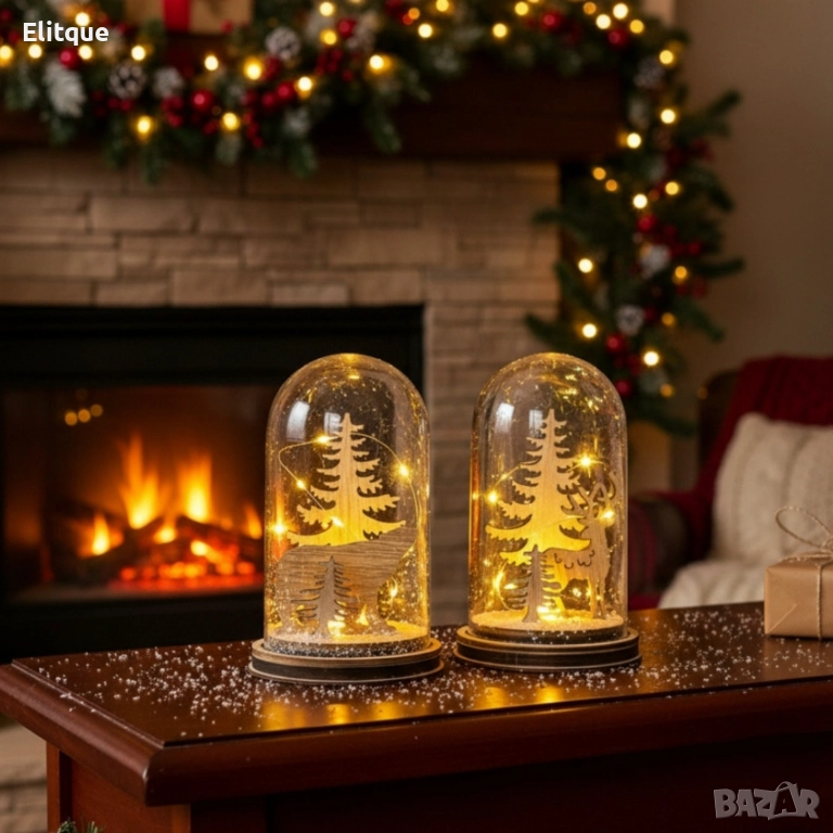 Коледна магия под стъклен купол - LED декорация, снимка 1