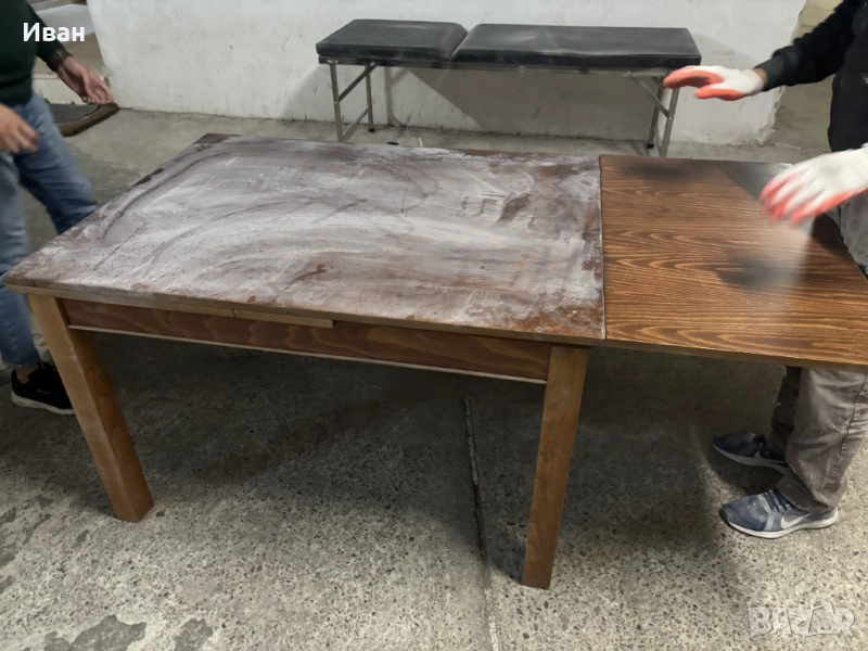 Разтегателна трапезна маса 90х120см + 50см от всяка страна., снимка 1