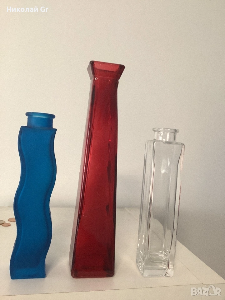 Ваза за цветя стъкло  Арт Нуво отличен състояние цена за 3 броя, снимка 1