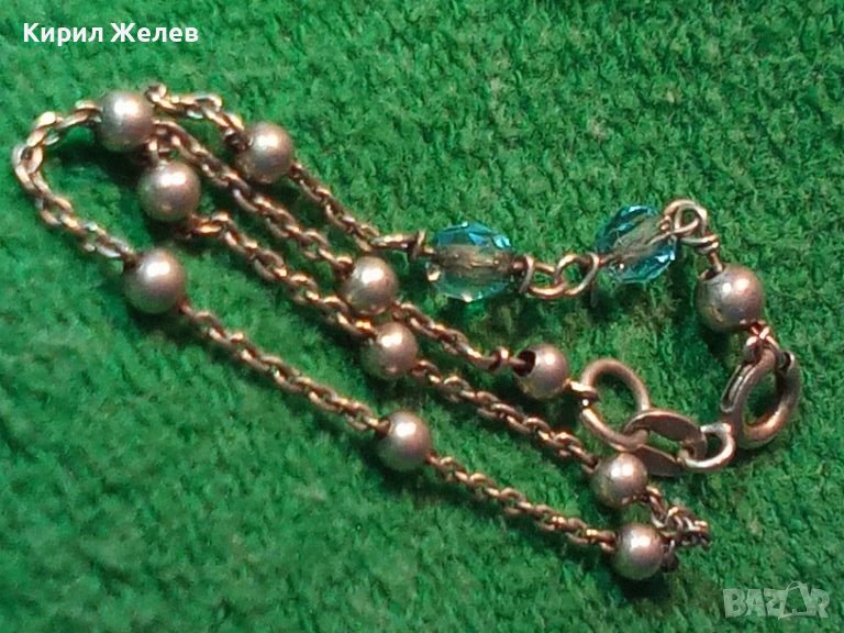 НЕЖНА СРЕБЪРНА ГРИВНА СРЕБРО 925 с ФАСЕТИРАНИ СИНИ ЦИРКОНИ 38500, снимка 1