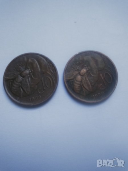 Лот 10 чентисими 1929 и 1930г.Италия, снимка 1
