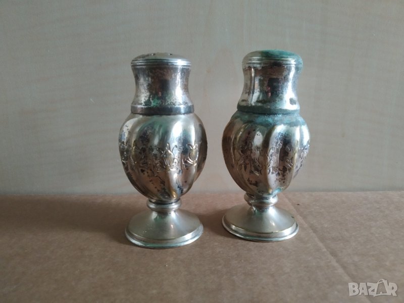 чифт посребрени месингови солници, снимка 1