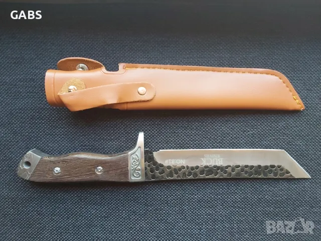 Ловен нож BUCK,фултанг,с дървена дръжка и кания, снимка 4 - Ножове - 49241627