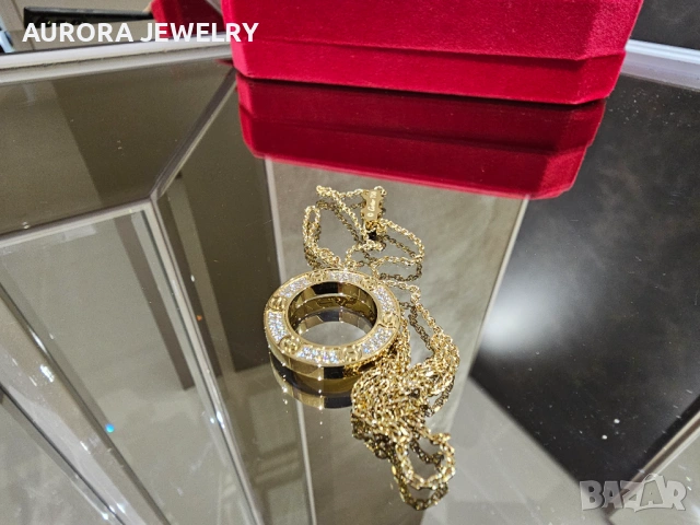 CARTIER Love Gold Large Paved Diamonds Pendant Дамскo Колие, снимка 9 - Колиета, медальони, синджири - 53007437