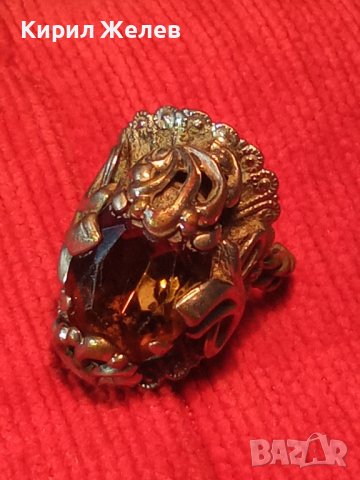 АР ДЕКО СТАР БРОНЗОВ ПРЪСТЕН с ФАСЕТИРАН ГОЛЯМ ЦИТРИН ЮВЕЛИРНА МАЙСТОРСКА ИЗРАБОТКА 21099, снимка 4 - Антикварни и старинни предмети - 32659586