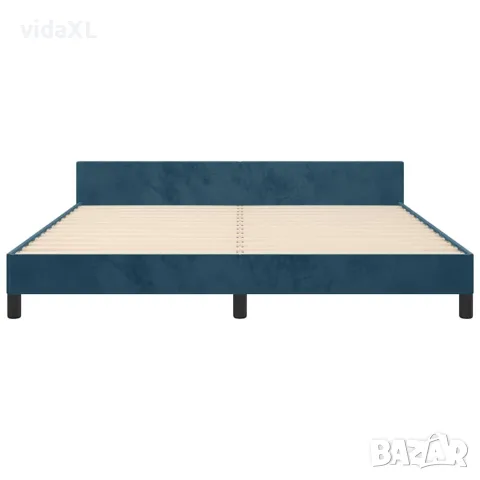 vidaXL Рамка за легло без матрак, тъмносиня, 160x200 см, кадифе, снимка 5 - Спални и легла - 56147158