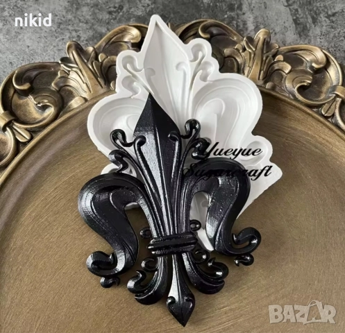 Голям орнамент двойно островърх силиконов молд форма фондан шоколад гипс декор