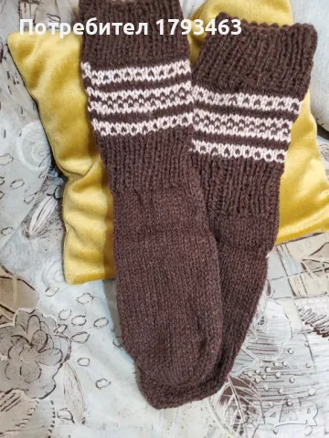 Ръчно  плетени  мъжки  чорапи  от  вълна  размер  43, снимка 1