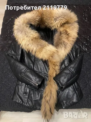 Дамско кожено яке от естествена кожа и естестествен косъм BALOS, снимка 2 - Якета - 48731852