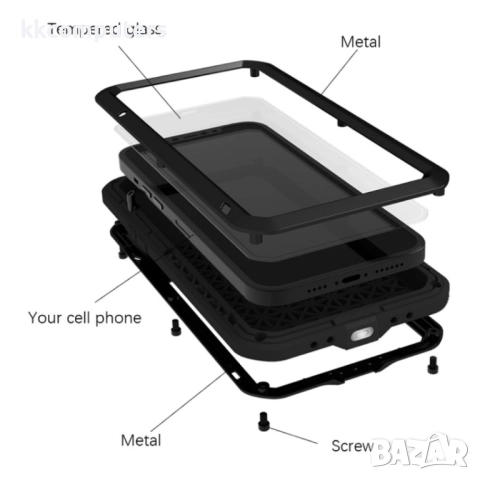 Apple iPhone 13 Pro LOVE MEI Удароустойчив/Водоустойчив Калъф и Протектор, снимка 11 - Калъфи, кейсове - 52704158