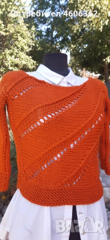 Ръчно изплетен пуловер , снимка 6 - Блузи с дълъг ръкав и пуловери - 51855229