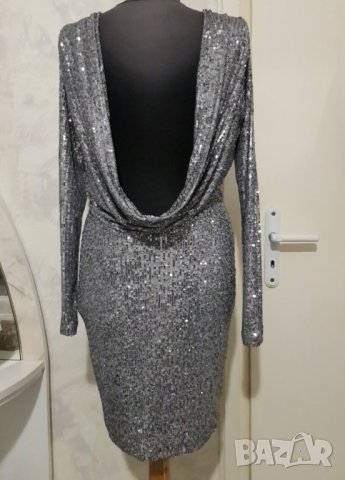 Блестяща рокля с паети и гол гръб размер М , снимка 3 - Рокли - 44222689