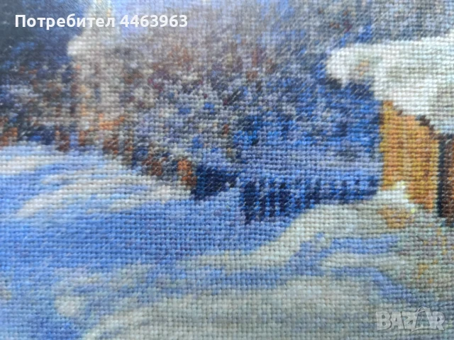 гоблен ,,Утрото след Коледа", 32/22 см, снимка 15 - Гоблени - 51278802