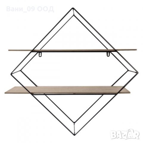Ромбоидна етажерка за стена-МДФ и метал, снимка 3 - Етажерки - 35783023