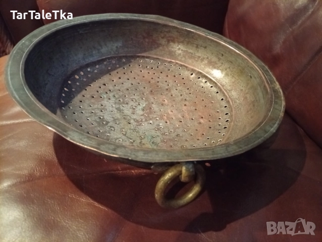 Бакър меден съд гевгир с печат на майстора, снимка 2 - Антикварни и старинни предмети - 51922385