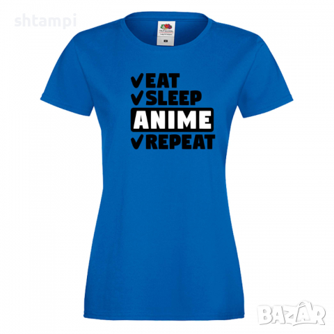 Дамска тениска Anime,Eat,Sleep,Anime,Repeat,Ядене,Спане,Подарък, снимка 4 - Тениски - 36420002