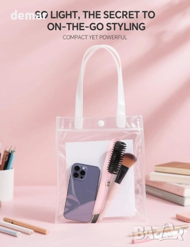 LANDOT Мини нагреваема четка за изправяне на коса с отрицателни йони, снимка 3 - Преси за коса - 51755188