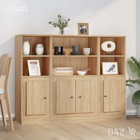 vidaXL Високи шкафове, 3 бр, сонома дъб, инженерно дърво（SKU: 3185306）, снимка 2 - Шкафове - 56123377
