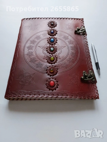 Кожен тефтер с инкрустация