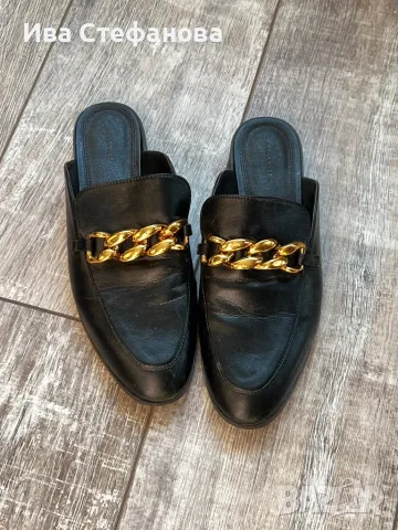 Нови естествена кожа кожени стилни  удобни ниски чехли Reserved синджири номер 40, снимка 4 - Чехли - 47365066