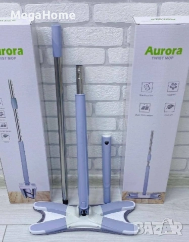 Микрофибърен моп, Въртящ се на 360°, Само изстискващ се, Перящ, Дръжка регулируема до 140 сантиметра, снимка 4 - Мопове, кофи, четки и метли - 53481382