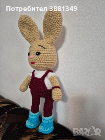 Ръчно изработена играчка - Дългоух заек, снимка 2 - Плюшени играчки - 53060836
