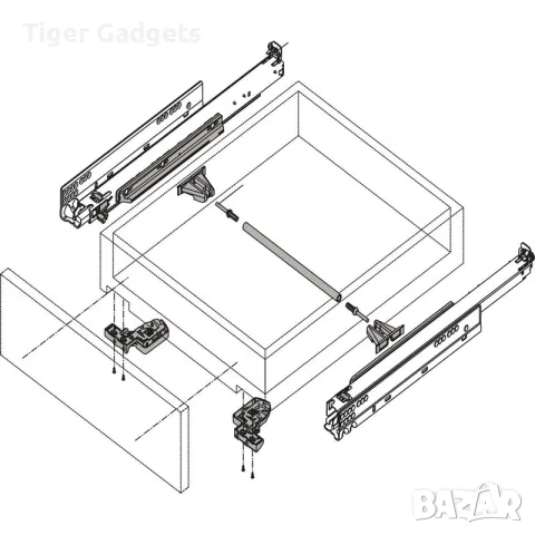 BLUM MOVENTO TIP-ON 760H 400mm – пълен изтеглящ механизъм 40kg с куплунги и монтажен комплект, снимка 5 - Куки, стопери и механизми - 56104206