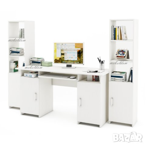 Бюро 143см. с 2 врати,клавиатура и 2 етажерки с плавни врати(код-0916), снимка 5 - Бюра - 41080092