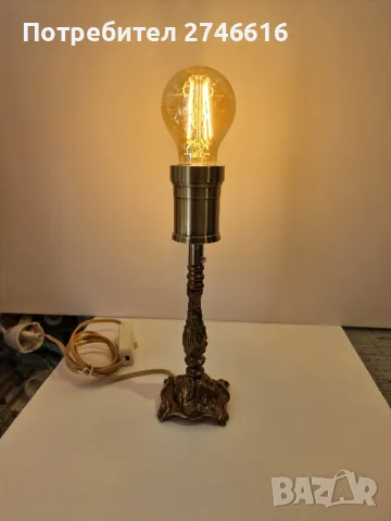 Бронзова настолна лампа ретро, снимка 2 - Антикварни и старинни предмети - 49586069