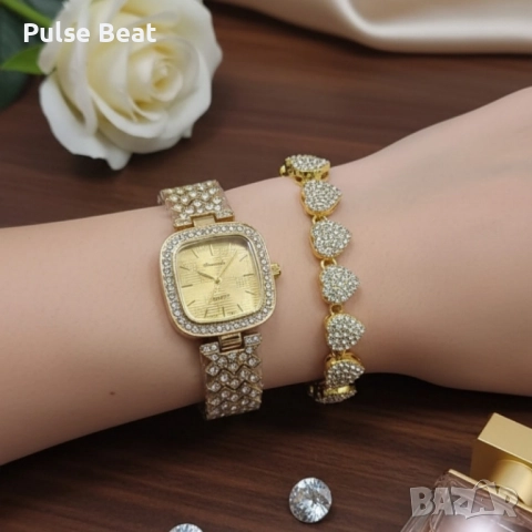 Елегантен дамски часовник с гривна – решение за подарък и ежедневен блясък, снимка 4 - Дамски - 52056629