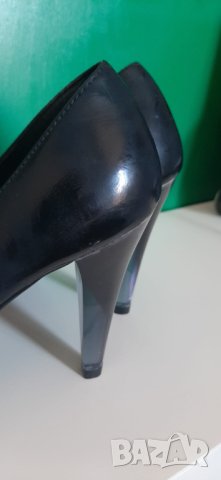 Черни обувки 39 номер с прозрачен ток Прозрачни токове , снимка 9 - Дамски обувки на ток - 41409174
