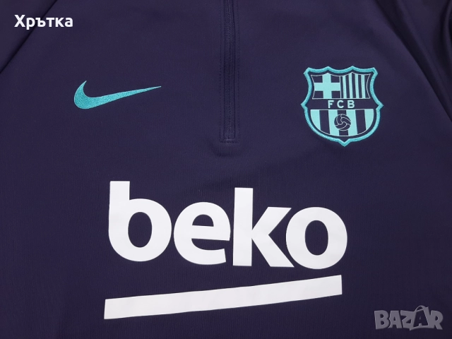 Nike FC Barcelona - Оригинална мъжка спортна блуза с цип р-р S-M, снимка 7 - Блузи - 52653594