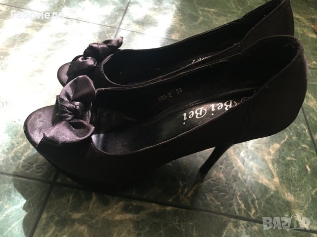 Черни обувки на ток номер 39, снимка 2 - Дамски елегантни обувки - 40564834