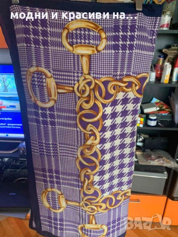 Копринен шал в лилава гама, снимка 6 - Шалове - 52198445