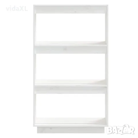 vidaXL Библиотека/разделител за стая, бяла, 60x35x103 см, бор масив, снимка 5 - Шкафове - 56148061