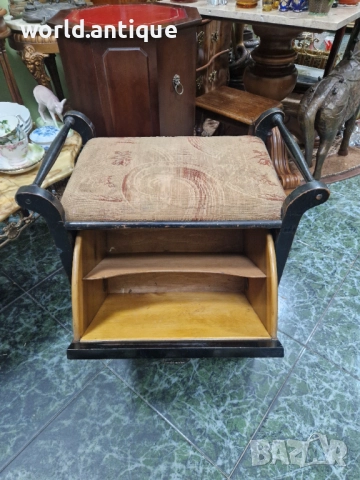 Чудесна антикварна английска дървена табуретка стол за пиано , снимка 8 - Антикварни и старинни предмети - 52322866