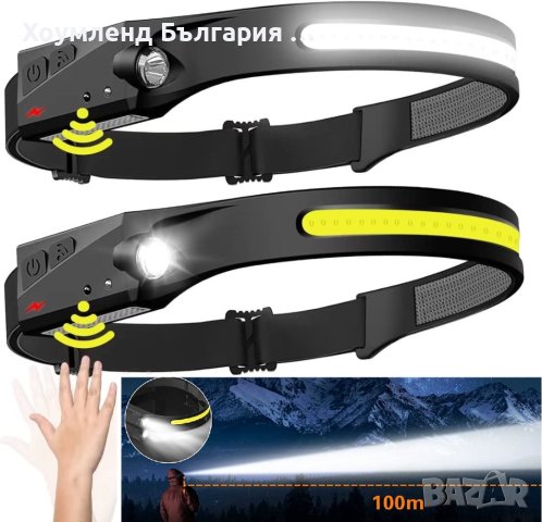 Супер мощен челник 350lum с 4 режима и сензор за движение