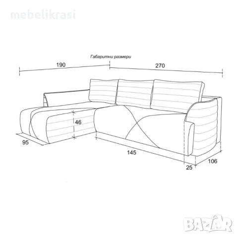 Ъглов диван мини Далас тъмно сив Wolf1409 -10% ДО КРАЯ НА МЕСЕЦА!, снимка 5 - Дивани и мека мебел - 49941448