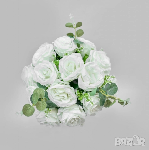 Изкуствени букети с рози и евкалиптови листа – Елегантна украса с дълготраен ефект, снимка 12 - Други стоки за дома - 52137809