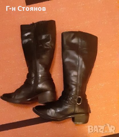 Продавам дамски кожени ботуши с подплата и цип, снимка 3 - Дамски ботуши - 48080174