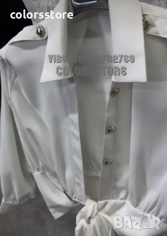 Бяла риза Elizabetta Franchi BR185-07, снимка 3 - Ризи - 37507482