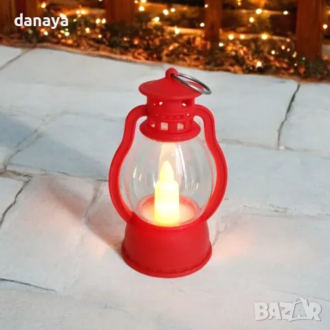 5417 Декоративен светещ коледен фенер тип ретро лампа, 9 см, снимка 3 - Декорация за дома - 47796699
